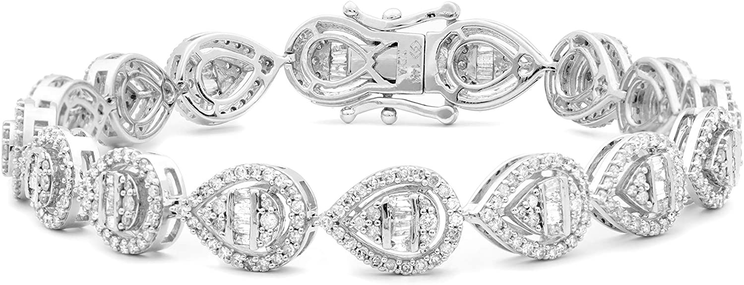 Femme Luxe Pear Shaped Halo Diamond Tennis Bracelet (2.75 Carats
