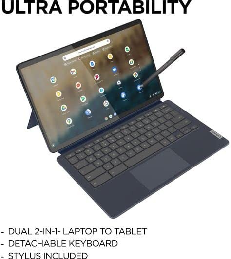 Lenovo 聯想 IdeaPad 5 Duet 13.3 英寸 FHD Chromebook 筆記本電腦 - (Qualcomm Snapdragon 7c Gen 2,高通 Adreno GPU,8GB RAM,256GB eMMC,Chrome OS ) - Abyss Blue (82QS000NUK)